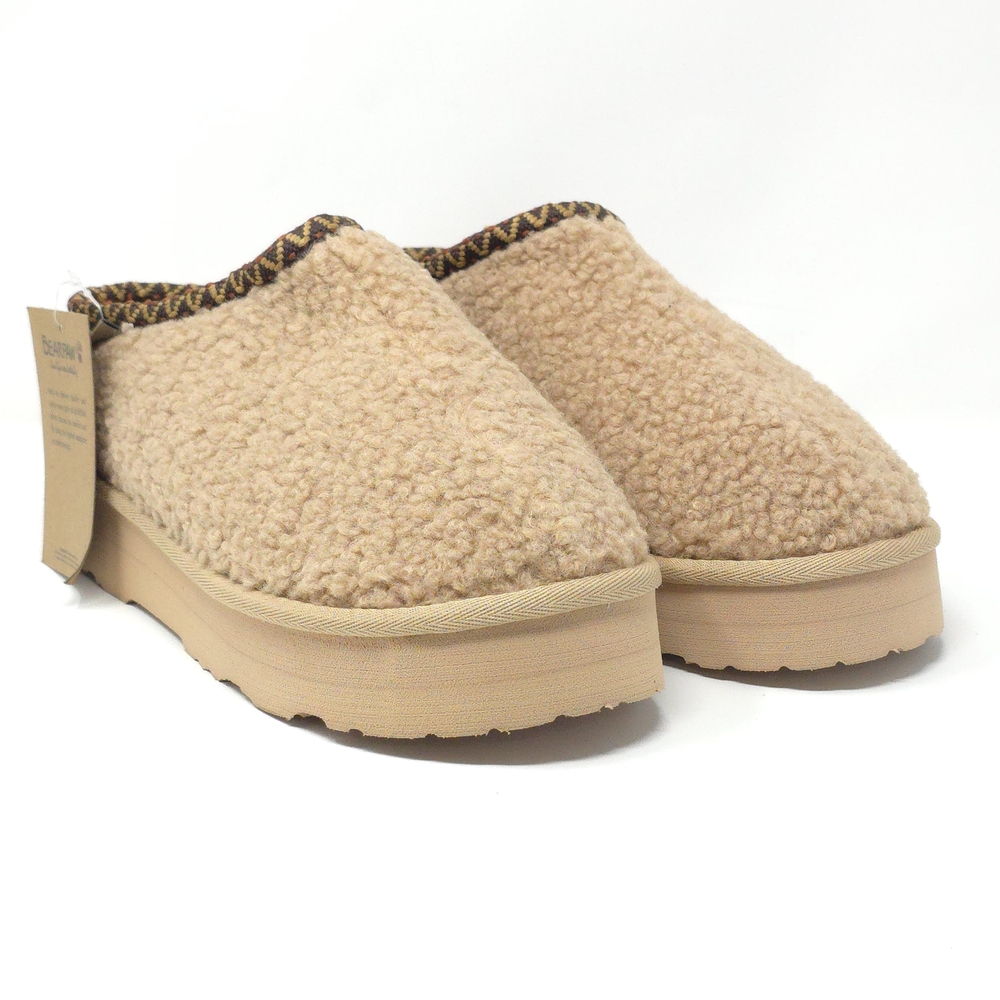 BEARPAW Snuggle Morris Youth Oat Sherpa Platform Clog Size 7Y - Picture 2 of 8